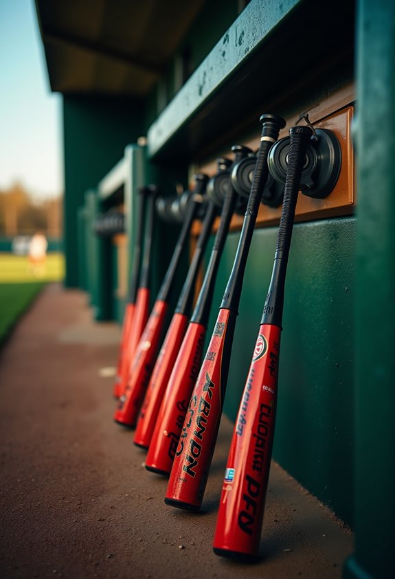 organized dugout bat storage